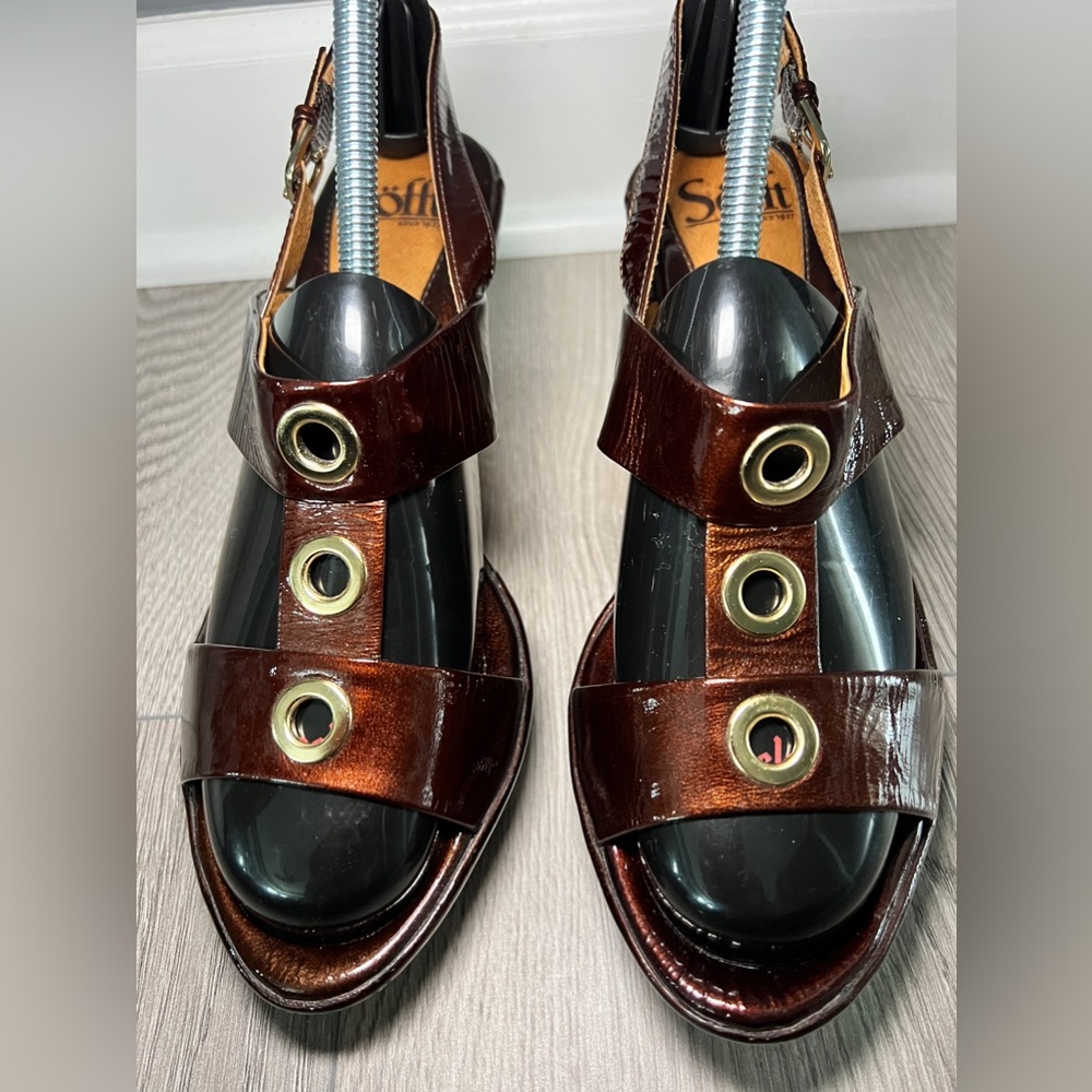 Sofft Women’s Three Ring Cork Brown Sandal Wedges‎ Size 8.5 - Picture 2 of 12